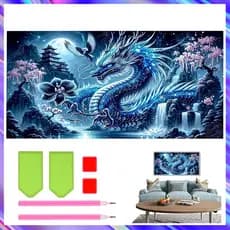 40 x 70 cm, Conjunto de 5D Dragão Azul Diamante Arte Pintura DIY Diamante quadrados, pintura diamante 5D DIY
