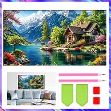 40 x 70 cm, Conjunto de 5D Casinha à beira do lago Diamante Arte Pintura DIY Diamante quadrados, pintura diamante 5D DIY