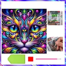 30 x 30 cm, Conjunto de 5D Gatinho colorido Diamante Arte Pintura DIY Diamante quadrados, pintura diamante 5D DIY