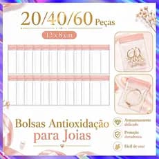 20/40/60 Bolsas Antioxidação EVA Rosa 8x12cm para Guardar Joias Anéis Brincos Pérolas Botões e Pequenos Artesanatos