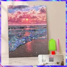 30 x 40 cm, Conjunto de 5D Praia das Nuvens Rosa Diamante Arte Pintura DIY Diamante quadrados, pintura diamante 5D DIY