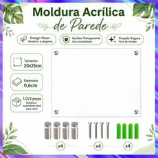 Porta-Fotos Transparente de Parede 1/2/3 Peças 20x25cm, para Fotos, Arte, Certificados e Impressos Decorativos
