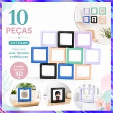 Expositor 3D Flutuante Kit 10/20 Unidades 7 x 7 x 2 cm Fácil de Abrir Para Coleções Joias e Lembranças Especiais