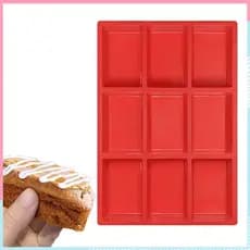 Forma para Pão em Silicone 31 x 21 x 3 cm, Mini formas de silicone para assar, 9 cavidades, antiaderentes, Fácil Limpeza