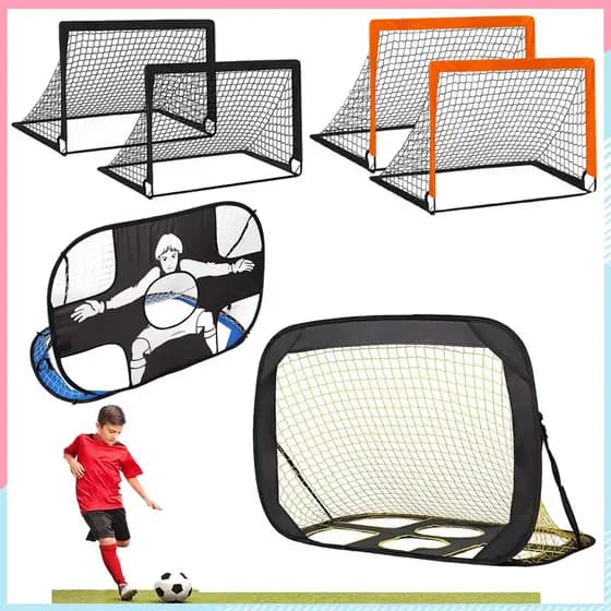 Conjunto de rede de gol de futebol 2 em 1, gol de futebol dobrável portátil para treinamento de crianças ao ar livre