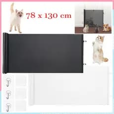 78x130cm, 1/2/3 Pçs Portão de Segurança Retrátil para Bebês e Pets, Portão Tela Segurança Pets Cercadinho Grade Retrátil
