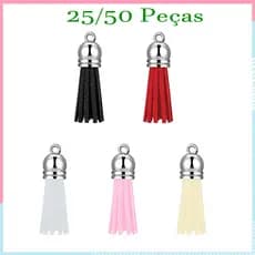 Pingentes de borla de couro para chaveiros, Pompons de couro para pingentes, pulseiras, confecção de joias (3.6 cm)