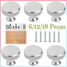 26 x 30 mm, Puxadores de maciço para armários, Puxadores redondos Prateado para gavetas de cômodas, diâmetro de 30mm