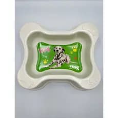 Comedouro/Bebedouro para Pet Cão ou Gato | Formato de Osso | Estampa Cães | Capacidade: 1L