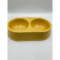 Comedouro e Bebedouro para Pet Cão ou Gato | Duplo | Amarelo | P | Capacidade: 150 ml