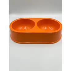 Comedouro/Bebedouro para Pet Cão ou Gato | Duplo | Laranja | 26,5x15x5,5cm | M | Capacidade: 250 ml