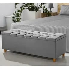 Recamier Linho Quarto Escritório Armazenamento Bau Estofado Minimalista Moderno Calçadeira Sapateira