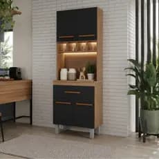 Balcão de Cozinha Paneleiro Multiuso 1 Gaveta 4 Portas Nichos Resistente Armario 100% Compacto