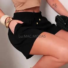 Shorts Feminina Tecido Duna Com Bolso Moda Verao Leve para Saida Praia Tendencia