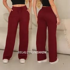 Calça Pantalona  Lanzinha Feminina Cintura Alta Com Bolso pra Inverno