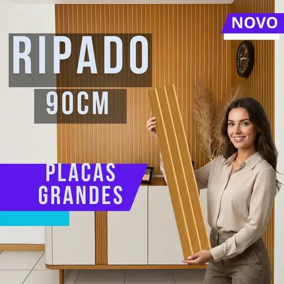 Kit 40 Placas Grandes 90x11 Painel Ripado MDF Revestimento de Parede Ripada - Envio Imediato - Novo Modelo