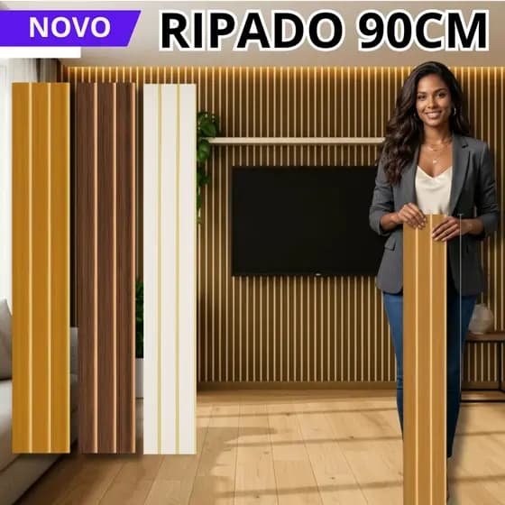 Kit 50 Placas Grandes 90x11 Painel Ripado Revestimento Placas Decorativas para de Parede