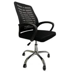 Cadeira de Escritório Giratória com Encosto Tela Mesh e Base Cromada FT SLO-115