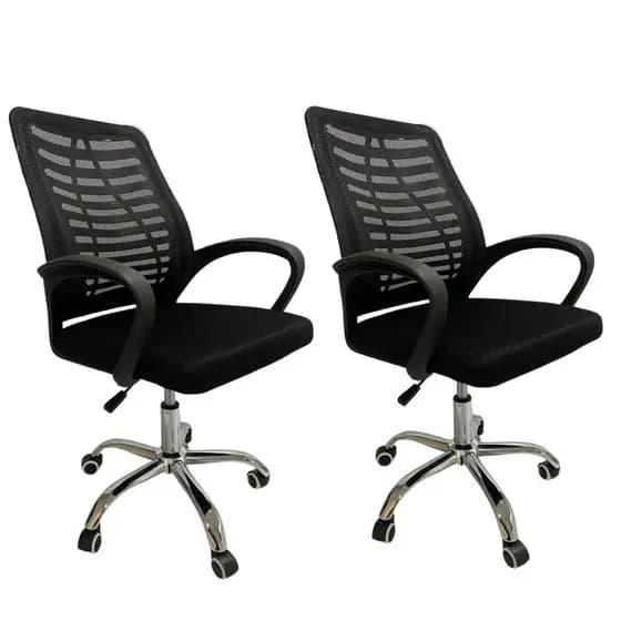 Kit 2 Cadeiras de Escritório Giratória com Encosto Tela Mesh e Base Cromada FT SLO-115