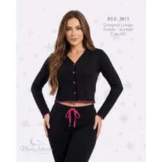 Pijama Longo Suede Blogueirinha Americano Botão Alta Qualidade Quentinho Promoção