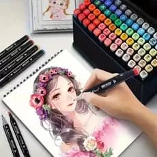 Kit Caneta Marcador Dupla Ponta 24 a 120 Cores 🎨 Ideal para Desenho, Lettering e Pintura!