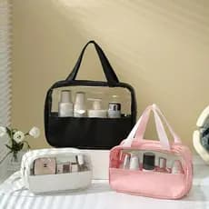 Necessaire Transparente Unissex 💼 Viagem, Academia e Dia a Dia – Organize com Estilo