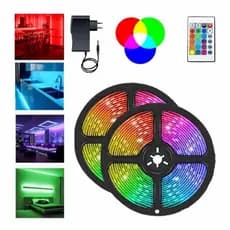 Fita LED RGB Colorida com Controle Remoto – 5M/10M – Luz Decorativa para Quarto, Sala e Festa