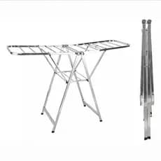 Varal De Chao Grande Inox Aluminio Retratil Com Abas Recolhivel 183X97X56 CM