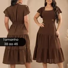 Vestido Feminino FORRADO Midi Sedinha  Casual Elegante Moda Mulher