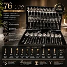 Faqueiro Aco Inox Premium Maleta Organizadora 76 Pecas Conjunto Talheres Jantar Churrasco