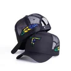 Boné Trucker Country Brasil USA Original No Limite do Laço Bordado Premium Aba Curva Ajustável