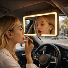 Espelho Quebra-Sol Carro Universal Para Maquiagem Led Touch