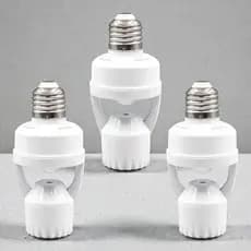 Kit 3 Sensor De Presença Com Fotocélula Lâmpada Soquete E27 127/220v Branco