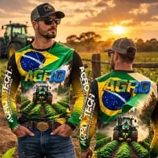 Camiseta Masculina Proteção UV Manga Longa} Camisa Agro proteção UV Camiseta Trator Proteção Fator Uv Trabalho Estampa
