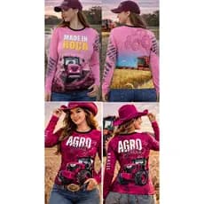 Kit 2 Camisetas femininas Segunda Pele Proteção Solar UV Verão Camisetas Pescaria Agro Trabalho Blusas Agro Pesca Trator