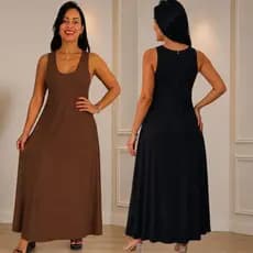 Vestido Feminino Longo Liso Colorido} Exclusivo Casual Elegante Midi Minimalista Vestido de Festa Básico Vestido Longo