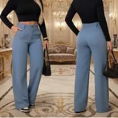 Calça Pantalona feminina  Alfateria  Premium Moda social elegante Cintura Alta com Bolso em Tendencia