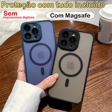 Capa Magnética Luxo para iPhone 11/12 /13/14/15/16/17 Pro Max - Fosca, Translúcida e Anti - Choque