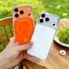 Capinha Capa Para IPhone 17 ProMax Pro 16 15 14 13 12 11 Case Magnética Magsafe Anel Case Laranja Azul Preta