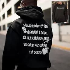 Moletom Racionais MC's Guerra E Paz Rap Musica Mano Brown Frase Blusa De frio Agasalho Streetwear