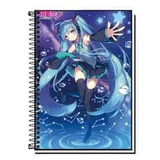 Caderno Universitário Hatsune Miku Anime – Capa Dura Espiral | 1, 10, 15 ou 20 Matérias | Caderno Escolar