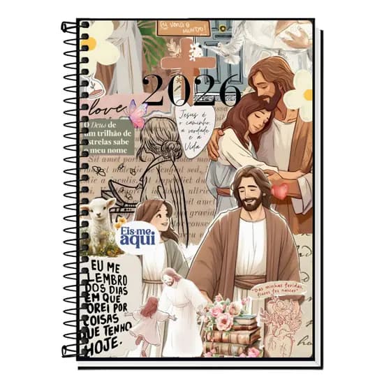 Caderno Universitário Jesus Cristo  Capa Dura Espiral 1, 10, 15 ou 20 Matérias – Caderno Escolar para Estudante