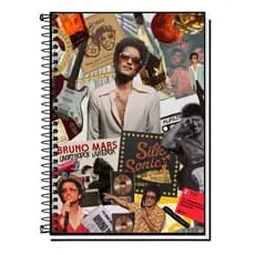 Caderno Universitárioo Bruno mars  – Capa Dura Espiral | 1, 10, 15 ou 20 Matérias | Caderno Escolar
