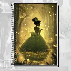 Caderno Princesa e o Sapo Disney Tiana – Capa Dura Espiral | 1, 10, 15 ou 20 Matérias | Caderno Escolar Personalizado