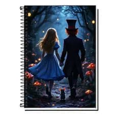 Caderno Escolar Capa Dura -  Alice No Pais Das Maravilhas 1, 10, 15 e 20 Matérias Universitário.