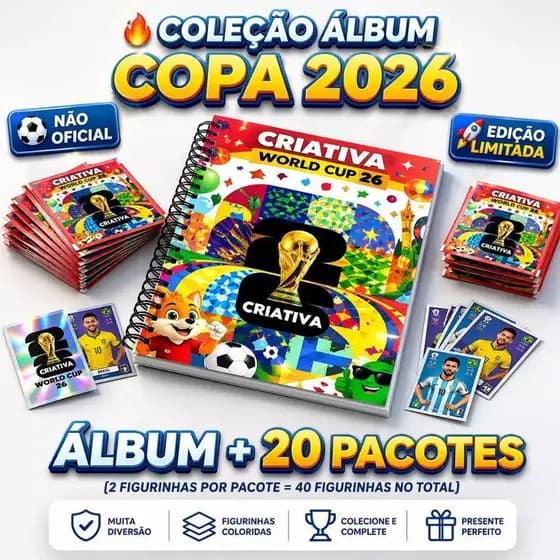 Álbum Copa 2026 Completo + 110 Figurinhas Adesivas Brilhantes Raras Interativo Com Desenhos Para Colorir Envio 24h