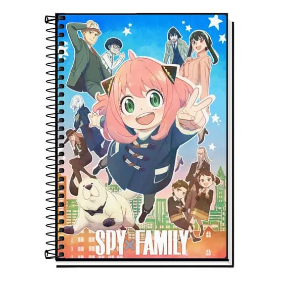 Caderno Escolar Spy x Family Personalizado – Capa Dura Espiral | 1, 10, 15 ou 20 Matérias | Material Escolar
