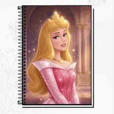 Caderno Princesa Aurora Personalizado – Capa Dura Espiral | 1, 10, 15 ou 20 Matérias |  Princesas