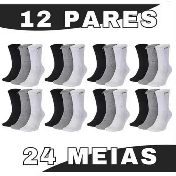 MEIAS CANO LONGO CONFORTÁVEIS, KIT COM 3/6/9/12 PARES. ENVIO IMEDIATO.