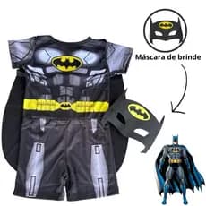 Fantasia Infantil Batman Com Máscara e Capa Roupa Super Herói Menino